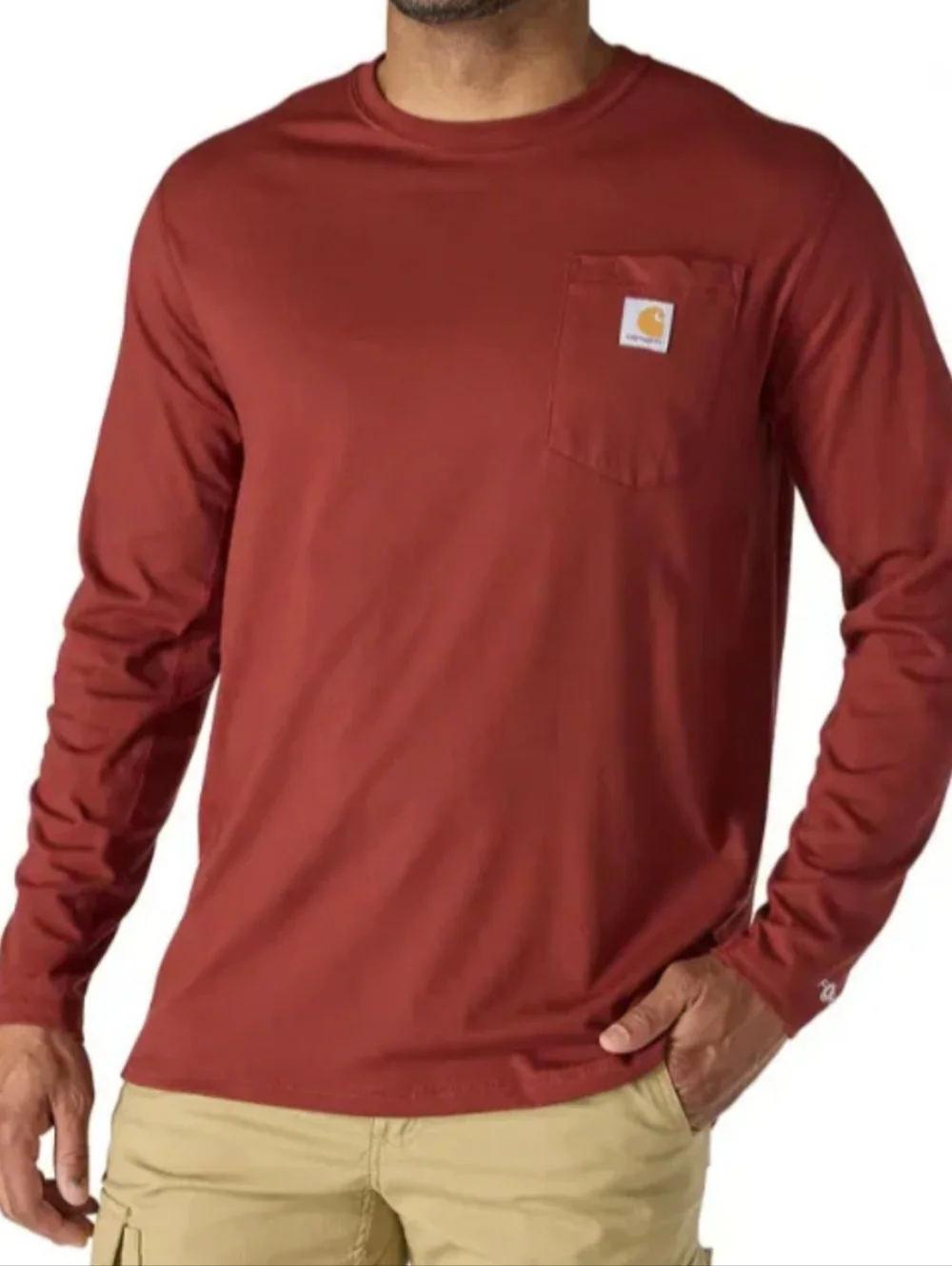 Carhartt Bundle Of 2 Men Small  Long Sleeve Pocket Tees Henley And Crewneck